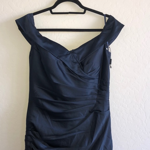 La Femme ruched satin trumpet gown - Picture 7 of 13